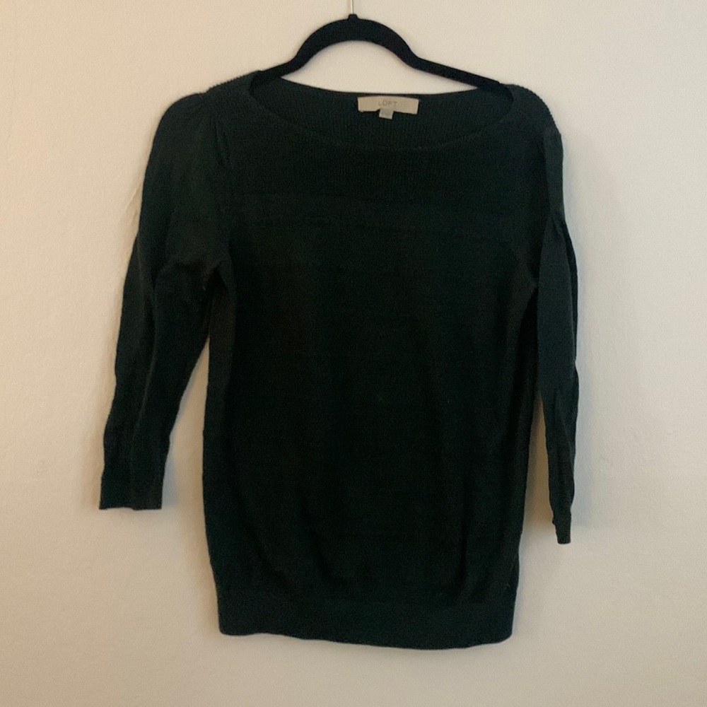 Loft Hunter Green top with slight boat neck